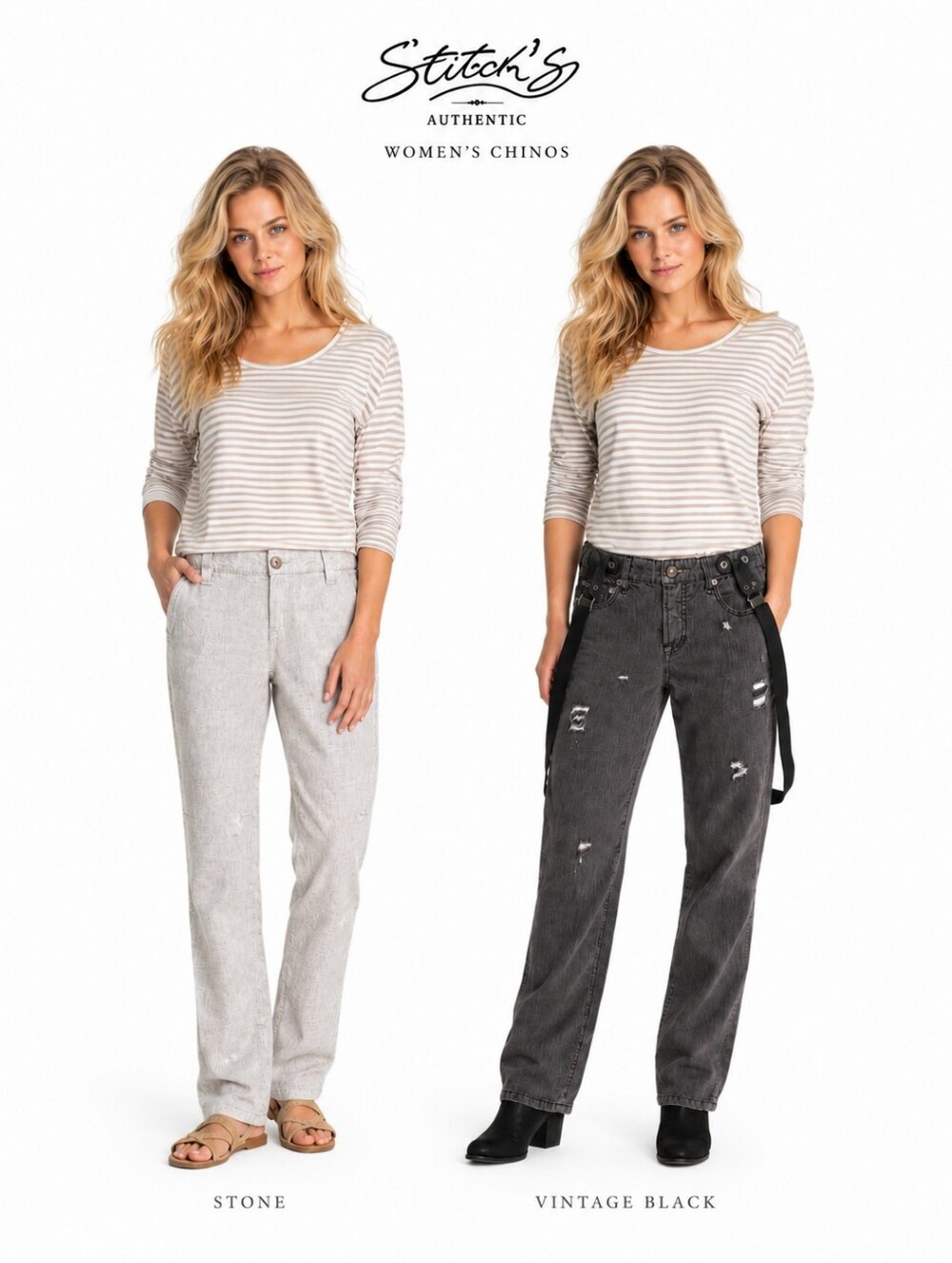 NEW STITCH'S Size 27 Pants Bundle Beige LINEN CHINOS & Ex Boyfriend Jeans - Picture 11 of 11